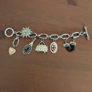 Juicy Couture Silver and Pink Charm Bracelet